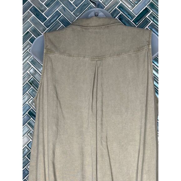 WOMENS BELLA DAHL LIGHT OLINE GREEN SLEEVELESS COLLARED UTILITY ROMPER TENCEL M - Picture 7 of 12